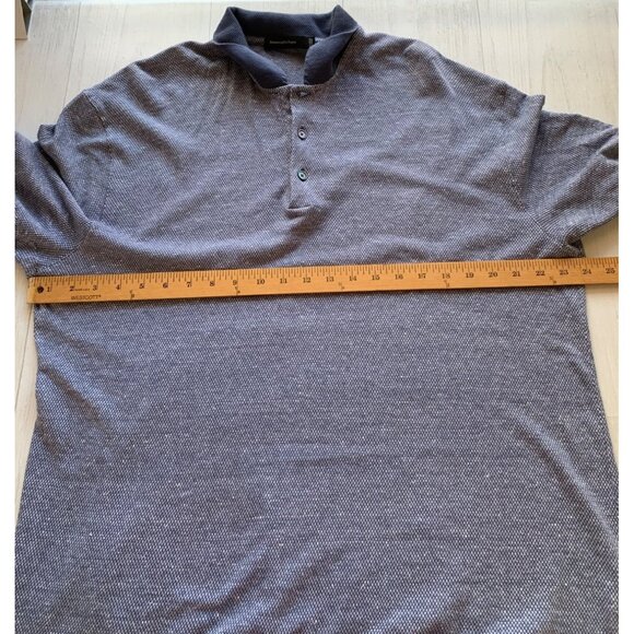 Ermenegildo Zegna XL Polo Shirt Blue Textured Cotton - Picture 8 of 10
